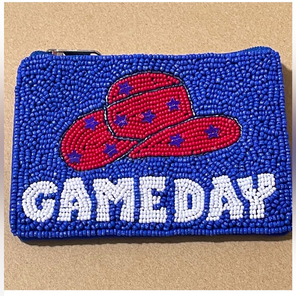 NEW Beaded Gameday Coin Case with Hat and Stars Design